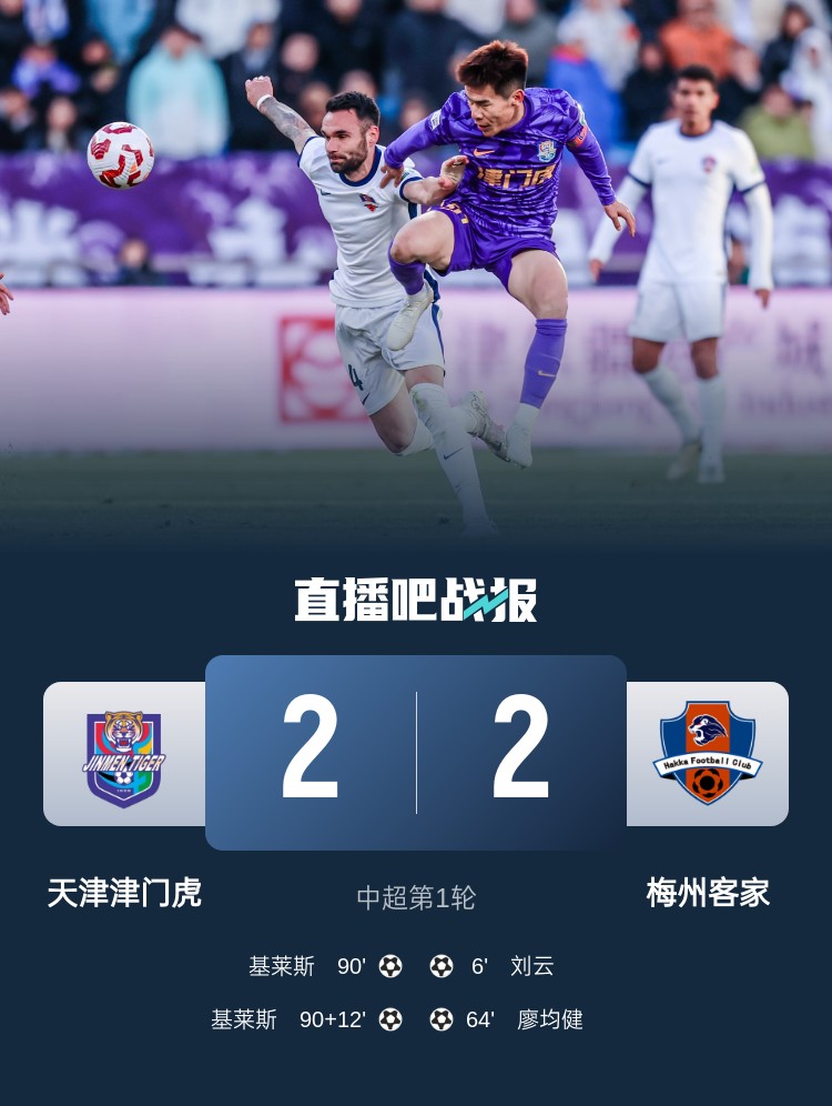 和風勁吹！今日下午中超4場比賽全部以平局收場